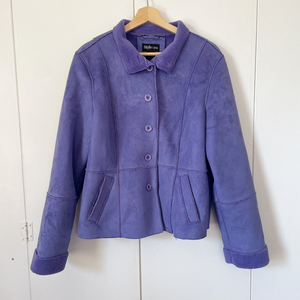Western Fairy Y2K‎ Style Faux Suede Sherpa Coat Periwinkle Lavender , Size L